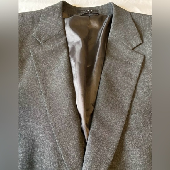 Saddlebred Men’s Dark Gray Stripe 44R Blazer Jacket Coat Wool Polyester - Picture 3 of 7